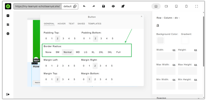 Adding a Button to the Website page step 6