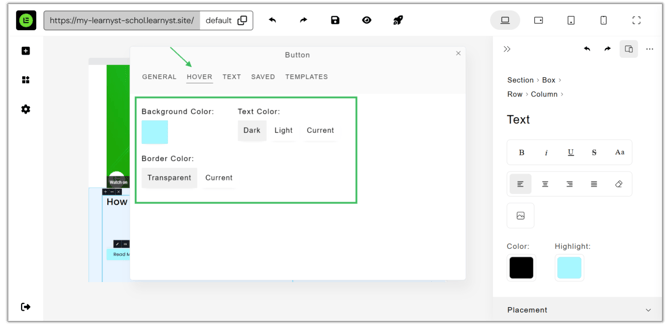 Adding a Button to the Website page step 7