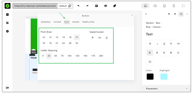 Adding a Button to the Website page step 8