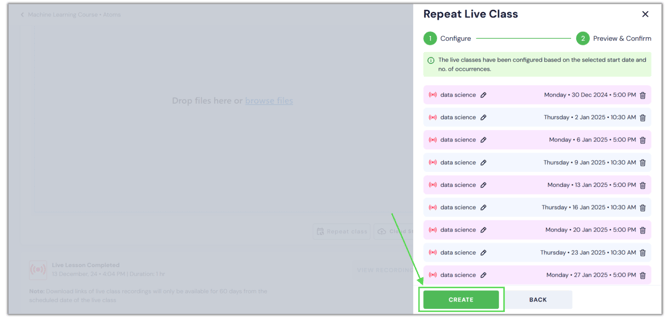 Repeat the live classes