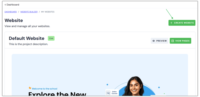 Illustration of Creating A New Website step 2