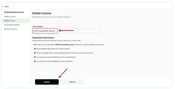 delete the course (1)