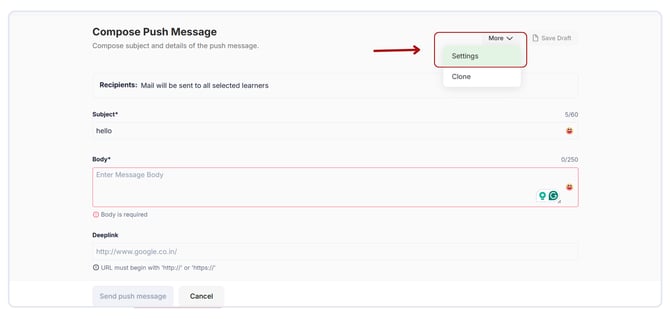 edit push messages