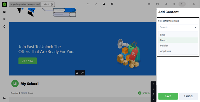 Adding a Footer to the Website Page step 5