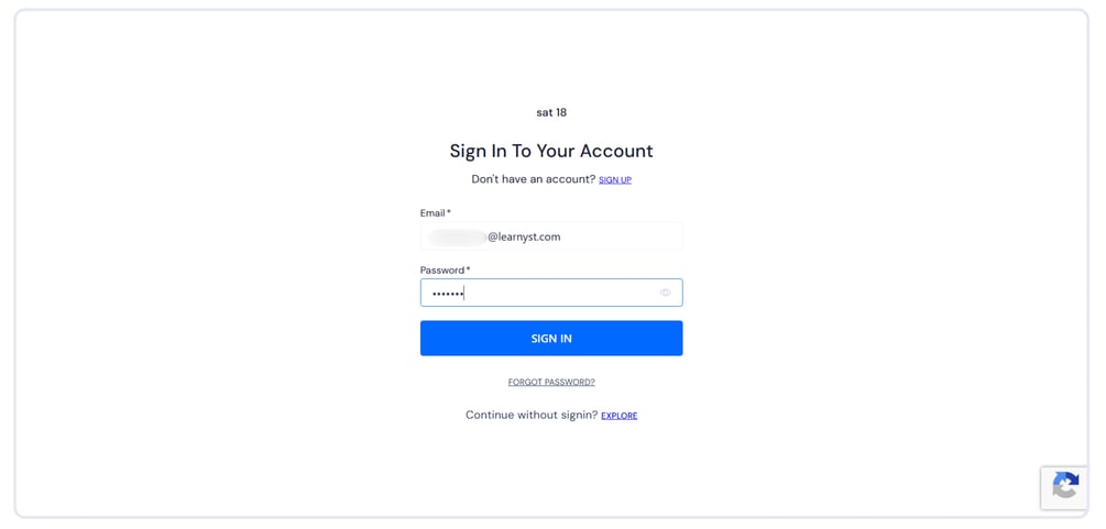 Log in and view the sub-school dashboard.