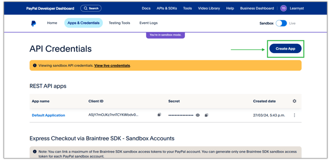 Configure Paypal Payment Gateway step 2