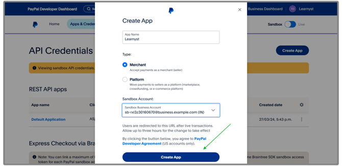Configure Paypal Payment Gateway step 3
