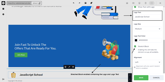 Adding a Footer to the Website Page step 7