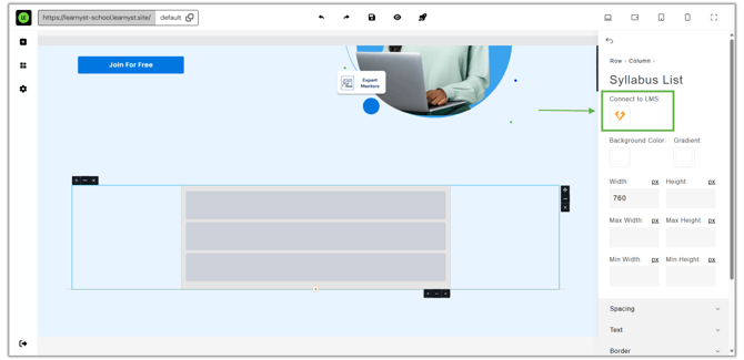 Adding Syllabus List Widget in Website page 3