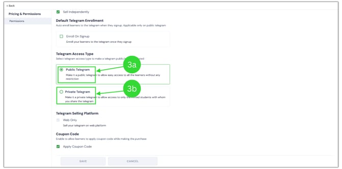 Manage permission settings for your telegram products step 4