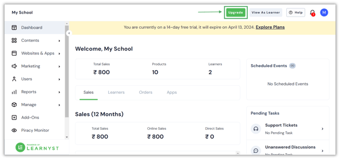 Upgrading your Pricing Plan step 1