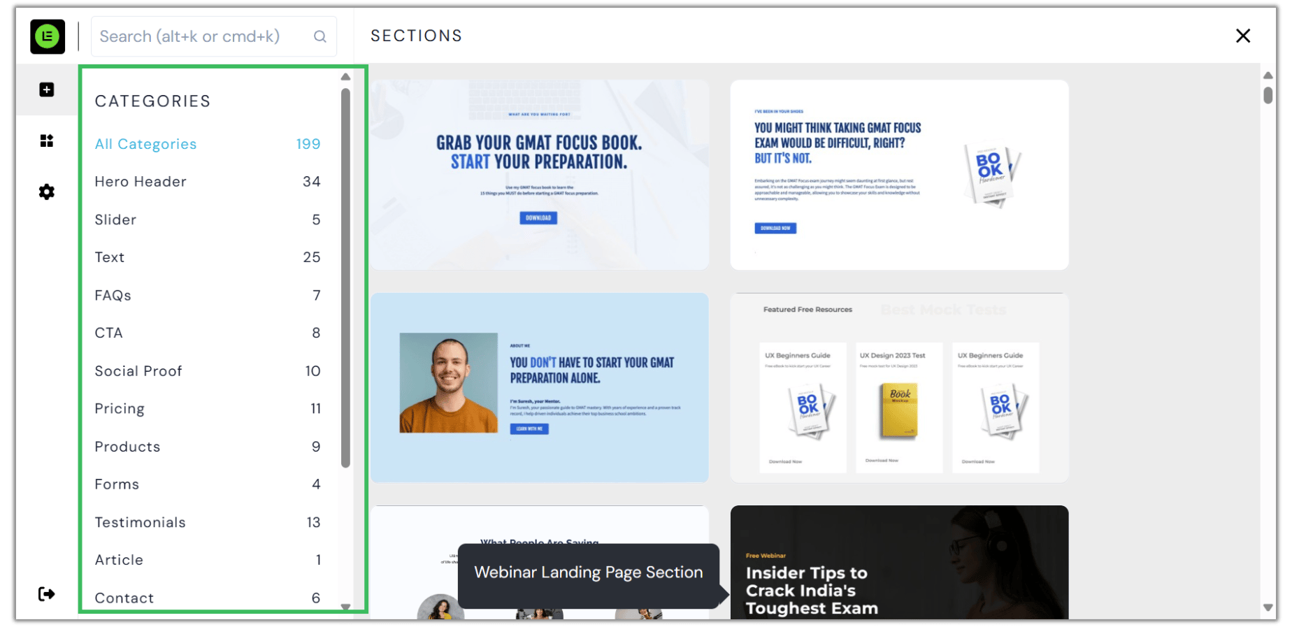 Adding Sections to your Website Page