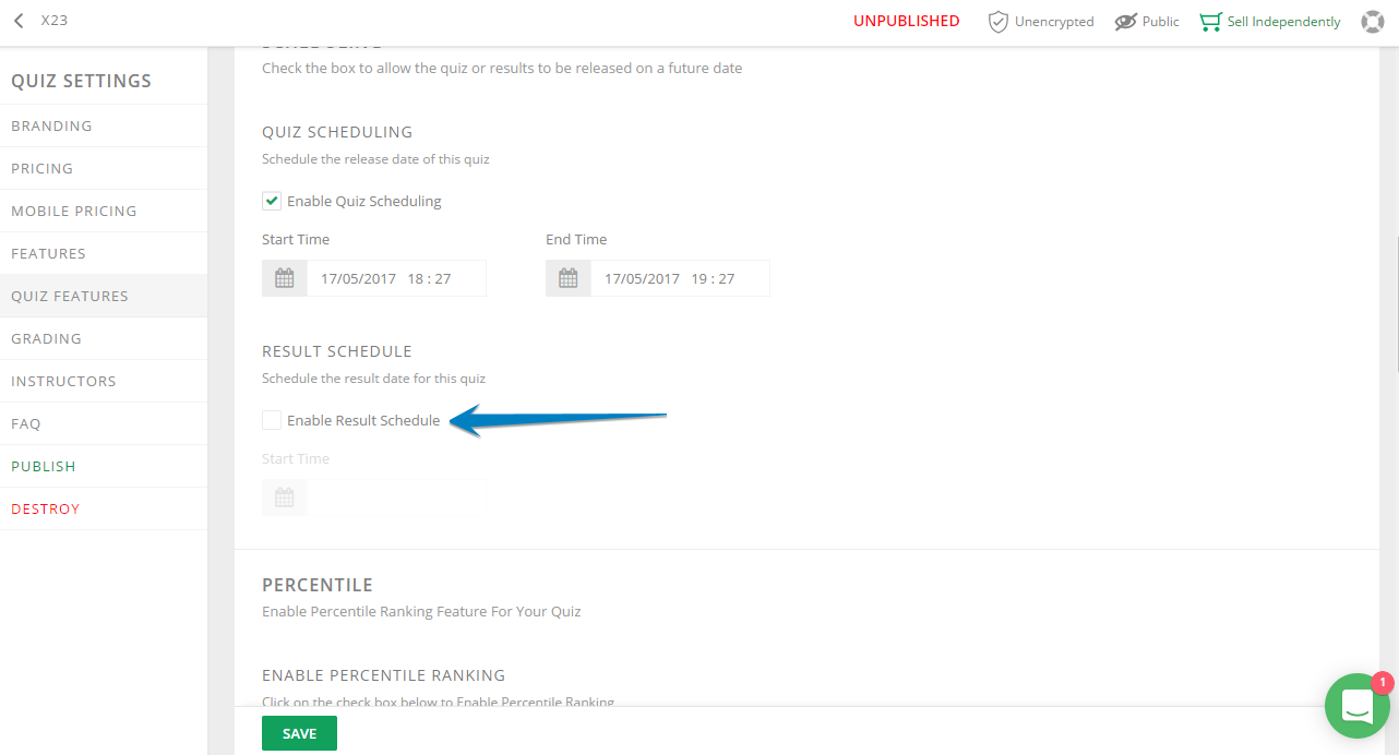 Enable Result Scheduling